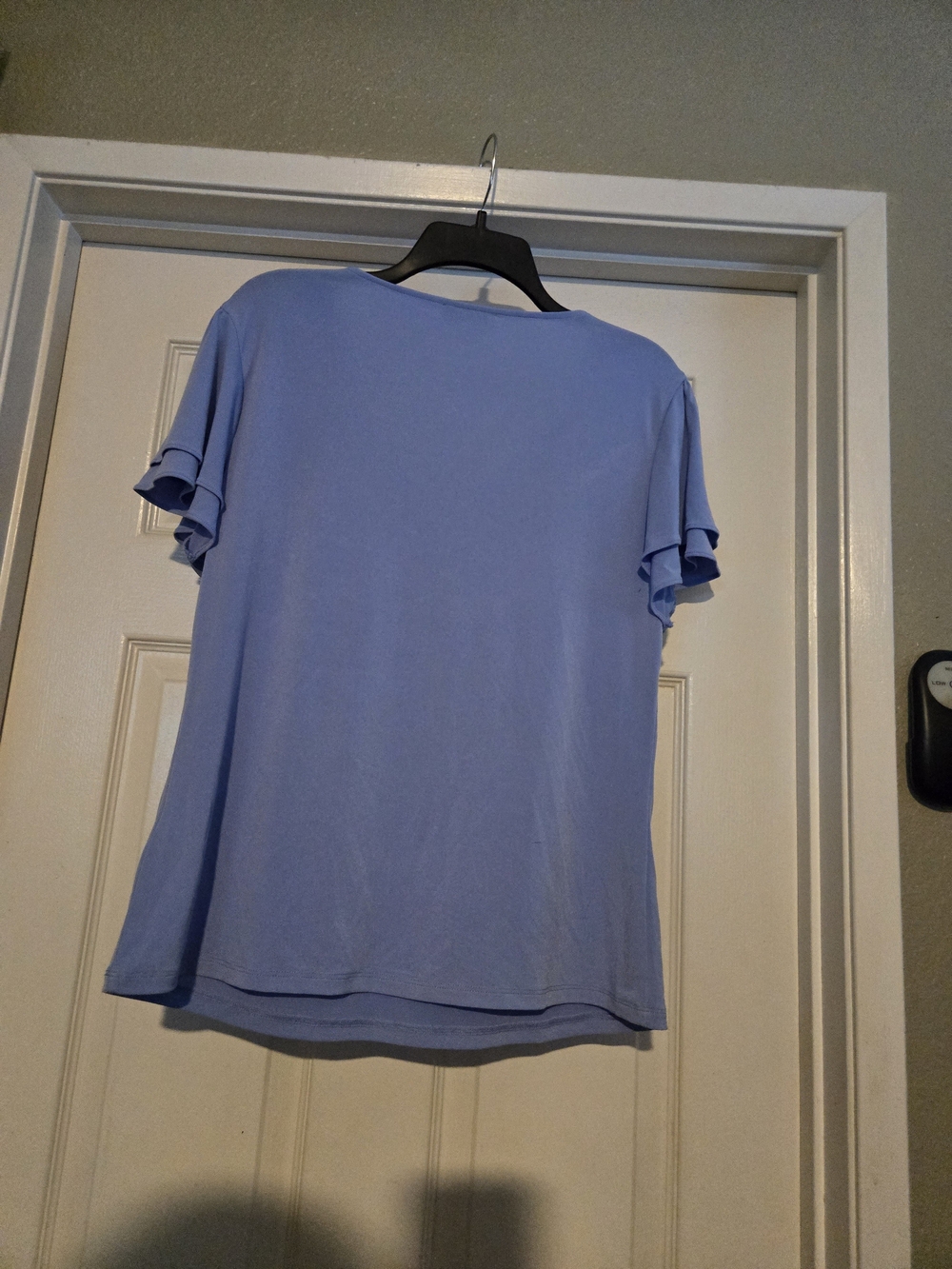 Calvin Klein Light Blue V-Neck Flutter Sleeve Tee - Picture 4 of 4